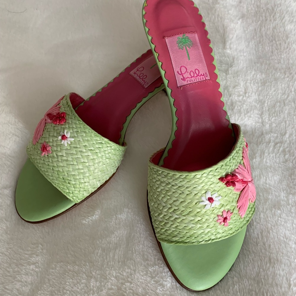 Lilly Pulitzer Slide Sandals Kitten Heel